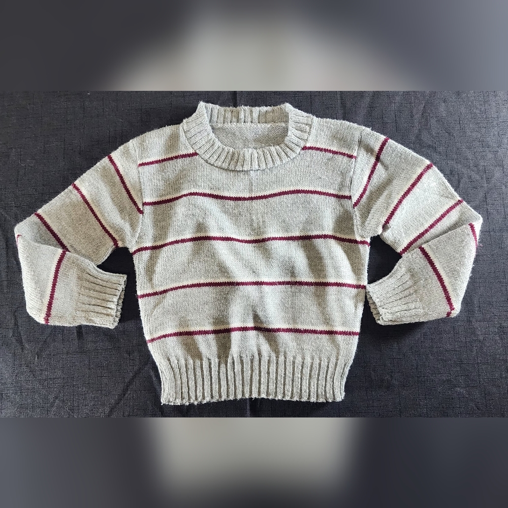 Boys vintage stripped gray and burgundy pullover